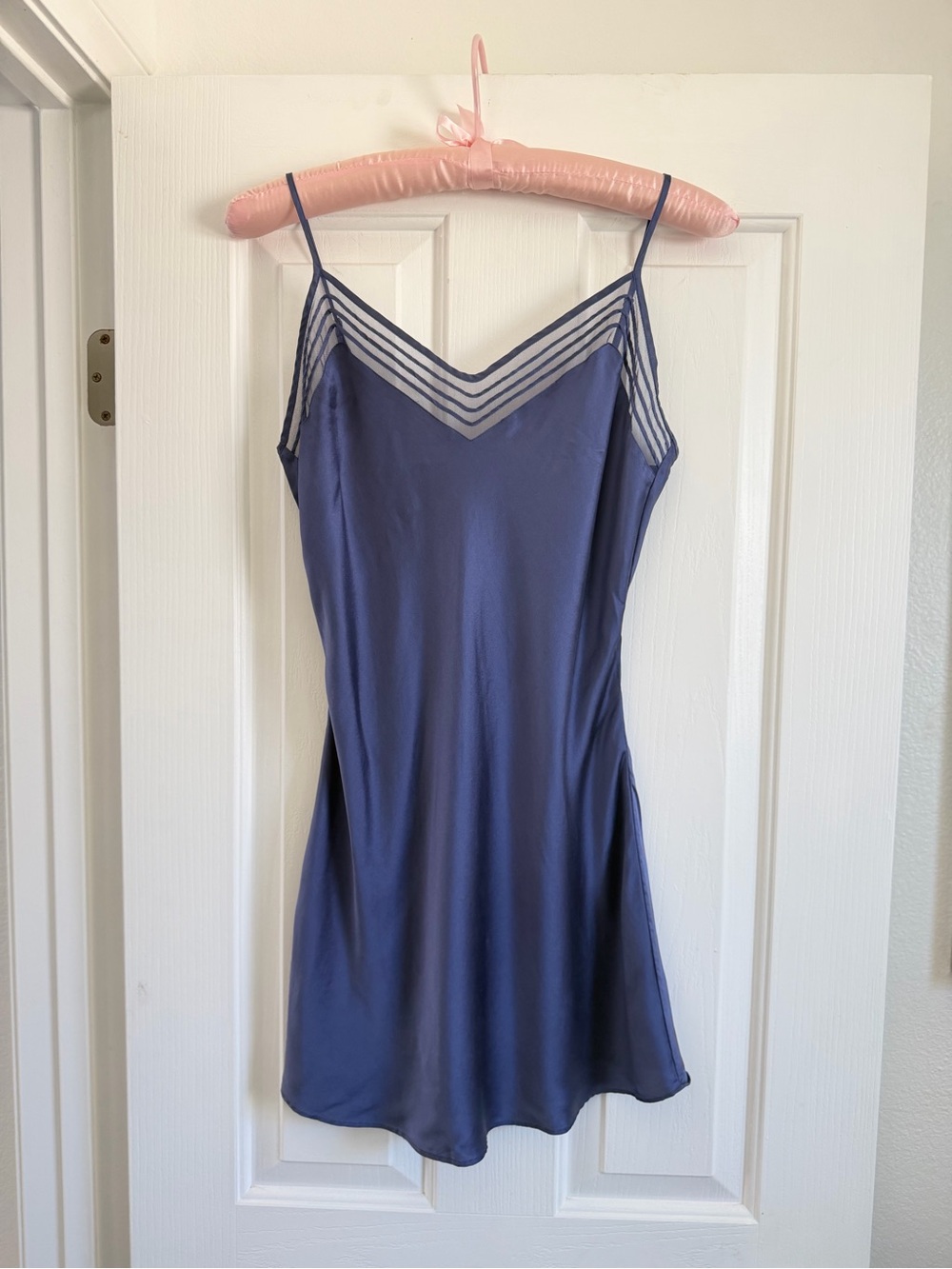 Vintage Y2K Victoria's Secret 100% Silk Slip Dress Chemise Blue Size M